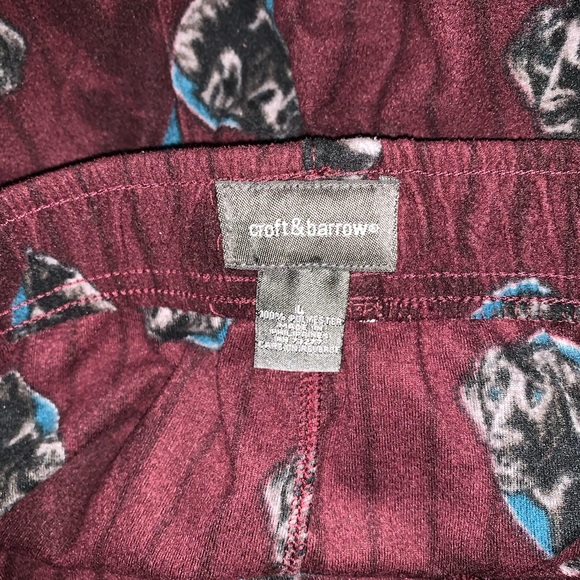 Croft & Barrow burgundy “black labs” fleece sleep night pants size L - Picture 3 of 3